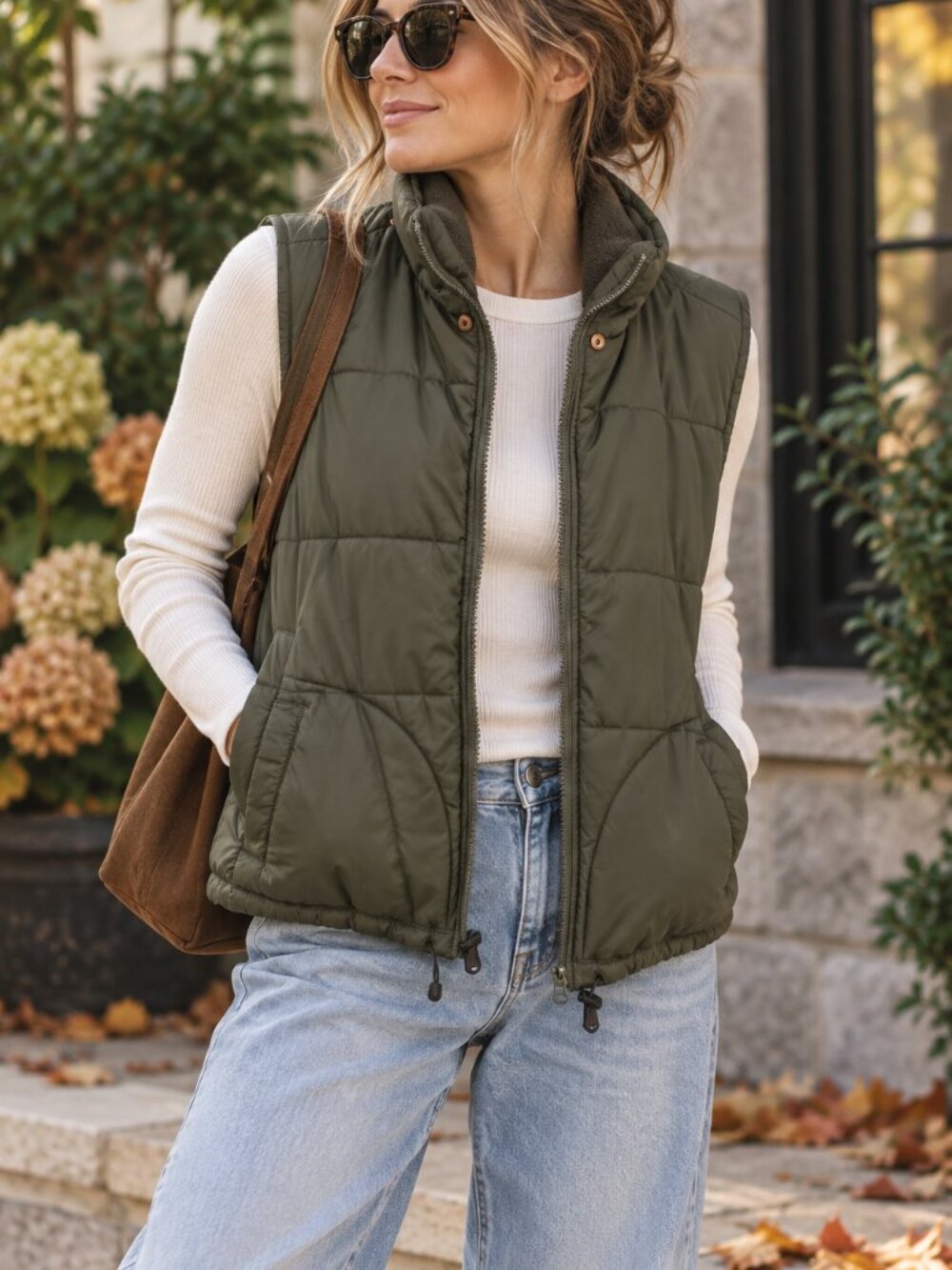 Vintage Aeropostale W L Olive Green Puffer Vest Y2K 2000s Utility Gorpcore 1515